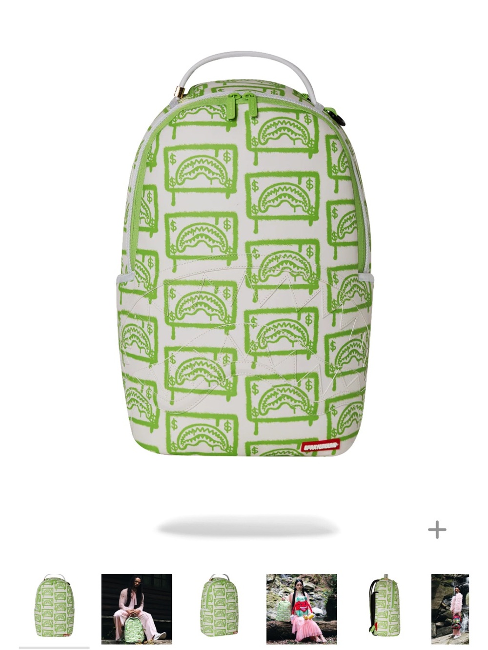 Sprayground White & Green Shark Money Backpack (FIRM PRICE)